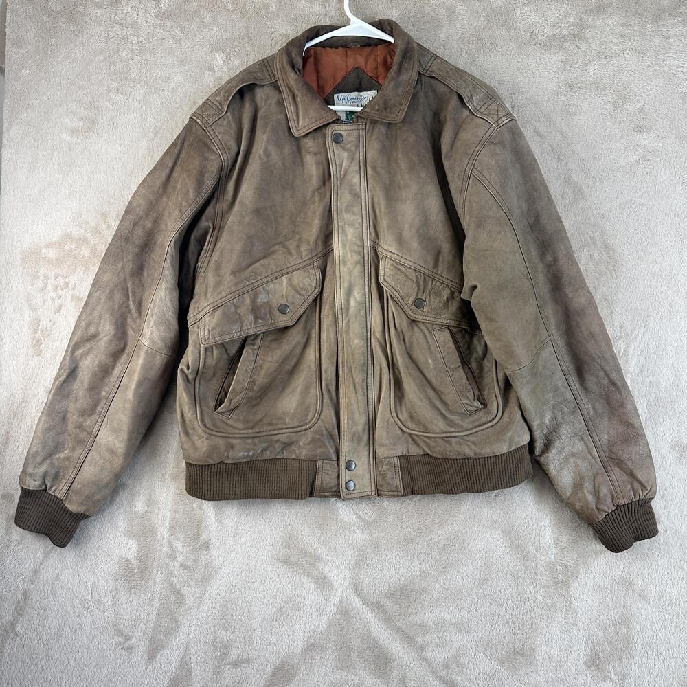 Leather Bomber Jacket Mens Large Brown Distressed Vintage Up Country Prange's
